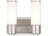 Weston 2-Light Brushed Nickel White Glass Wall Sconce