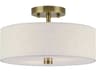 Monroe 2-Light Antique Brass Drum Semi Flush Mount