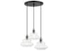 Everett 3-Light Shiny Black Chrome Glass Pendant
