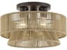 Florell 3-Light English Bronze Drum Semi Flush Mount
