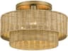 Weavington 3-Light Antique Gold Leaf Drum Semi Flush Mount