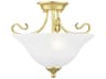 Coronado 2-Light Polished Brass Glass Bell Semi Flush Mount