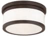 Stafford 2-Light Bronze Glass Drum Flush Mount