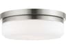 Stratus 2-Light Brushed Nickel White Glass Drum Flush Mount