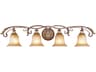 Villa Verona 4-Light Bronze Aged Gold Leaf Glass Vanity Light