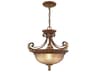 Villa Verona 3-Light Bronze Aged Gold Leaf Glass Bowl Pendant