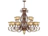Villa Verona 16-Light6-Light Bronze Aged Gold Leaf Glass Bell Tiered Chandelier