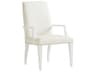 Avondale Maple Wood White Upholstered Arm Dining Chair