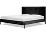 Nori Black Oak Wood Upholstered King Platform Bed