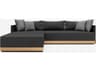 Haukland Cushions In Peppercorn Fabric, Body Black Cord, Base Teak Wood,structure Aluminum Fabric Cushion Sofa