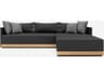 Haukland Cushions In Peppercorn Fabric, Body Black Cord, Base Teak Wood,structure Aluminum Fabric Cushion Sofa