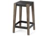 Nell 26" Seat Height Black Metal Seat & Foot Rest With Brown Wood Legs Stool
