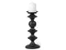 Candelero I Small Black Metal Grooved Table Candle Holder