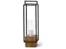 Orionis Large Wood w/ Black Metal Lantern Candle Holder