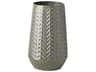 Gemma III Metal Glossy Green/Gray Chevron Vase