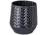 Gemma I Metal Glossy Dark Blue Chevron Vase