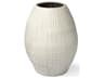 Reyan Small Pearl White Ceramic Striped Vase