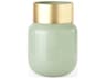 Minty Medium 8.7L x 8.7W x 12.4H Green Glass Vase W/Matte Gold Metal Neck Cuff