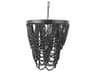 Pendra 19.7L x 19.7W x 89.0H Black Metal Wooden Bead Three Bulb Chandelier