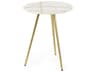 Vivienne  16.0L x 16.0W x 19.0H White Marble W/Antique Gold Metal Round Small Side Table