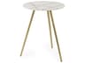 Vivienne 18.0L x 18.0W x 23.0H White Marble W/Antique Gold Metal Round Large Accent Table