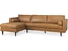 Svend 111.4L x 68.0W x 33.9H Tan Leather Left Chaise Sectional Sofa