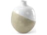 Amos 18.5L x 18.5W x 24.4H White and Dark Beige Color Blocked Ceramic Floor Vase