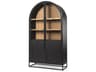 Sloan 85.5H Black Wood W/Black Metal Frame Arch Cabinet