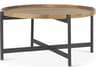 Marquisa 34.25L x 34.25W x 16.5H Small Brown Wood w/ Black Metal Coffee Table