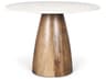 Allyson 42" Round Brown Wood Pedestal w/Banswara White Marble Top Dining Table