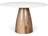 Allyson 48" Round Brown Wood Pedestal w/ White Marble Top Dining Table