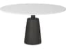 Maxwell 48L x 48W x 30H Round White Marble Top w/ Black Metal and Wood Pedestal Base Dining Table