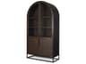 Sloan 80.5H Dark Brown Wood W/Black Metal Arched Curio Cabinet