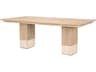 Shivon 84" Rectangular Light Brown Mango Wood W/ Travertine Dining Table