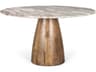 Allyson 54" Round Brown Pedestal w/ Pink Marble Top Dining Table