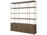 Baron 4-Door Dark Brown Wood w/ Antique Brass Metal Open Shelving Unit
