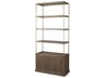 Baron Dark Brown Wood w/ Antiqued Aged Brass Metal 2-Door Open Shelving Unit