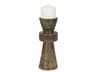 Odilia Small Textured Antiqued Gold Metal Geometric Pillar Candle Holder