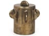 Deacon Small Antiqued Gold Metal Canister with Sculptural Handles