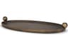 Jianna Small Oval Textured Antiqued Gold Metal Tray with Handles