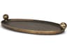 Jianna Large Oval Textured Antiqued Gold Metal Tray with Handles