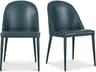 Burton Leather Blue Upholstered Side Dining Chair - Set of Two