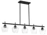 Camrin 5-Light Coal Black Glass Bell Linear Island Pendant