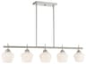 Camrin 5-Light Brushed Nickel Glass Bell Linear Island Pendant