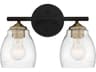 Winsley 2-Light Coal Stained Brass Black Glass Vanity Light