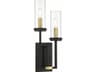 Hillstone 2-Light Sand Coal Soft Brass Black Glass Wall Sconce