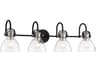 Monico 4-Light Coal Polished Nickel Black Glass Vanity Light