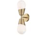 Cora 2-Light Aged Brass Glass Wall Sconce