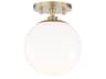 Stella 1-Light Aged Brass Glass Globe Semi Flush Mount