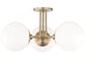 Stella Semi-Flush Mount Aged Brass Globe Ceiling Light